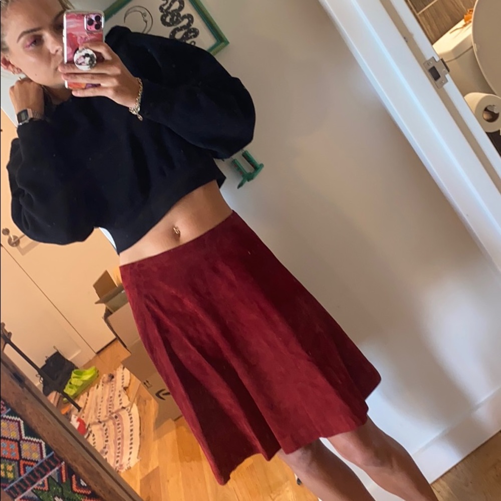 Elle Sasson Red Suede Leather Skirt , size 36 or 4